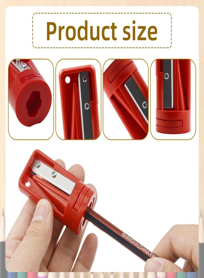 Notoke Carpenter Pencil Sharpener 4 Pack Manual Portable Woodworking Pencil Sharpeners Cutter Shaver Narrow Sharpening Tool for Woodworking Tool - Image 3