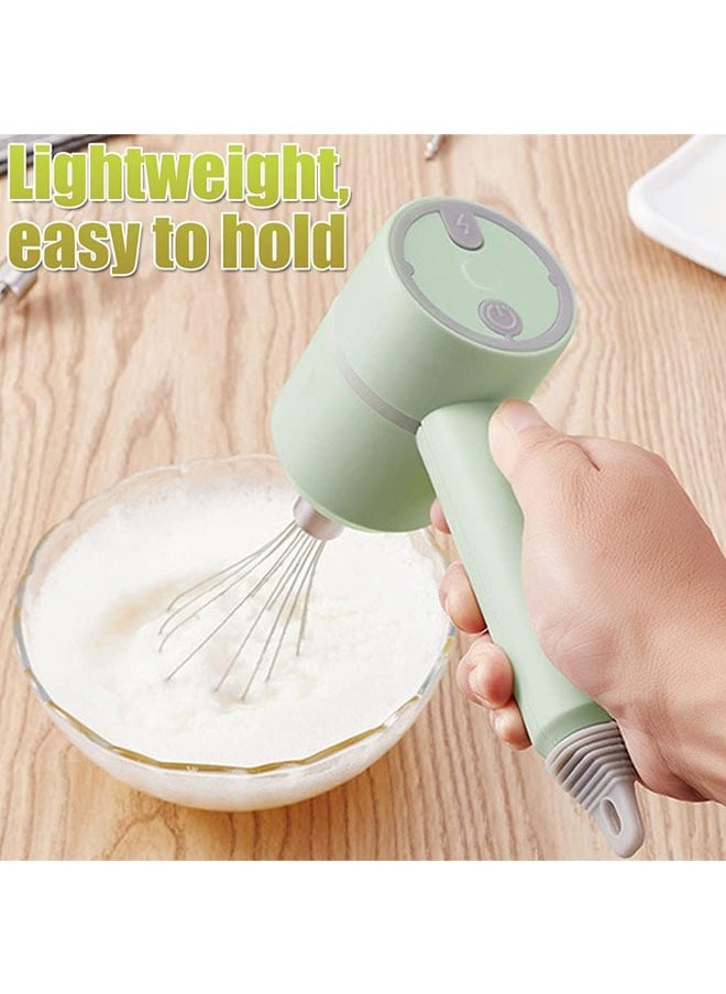 Hihonor - 3 Speeds Electric Handheld Mixer, USB Rechargeable Cordless Hand Mixer Egg Beater with 2 Whisks for Whipping or Mixing Eggs, Butter, Cream, Green - Image 1