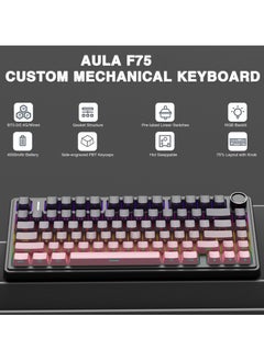 AULA F75 Wireless Mechanical Keyboard Switches RGB Backlit Gaming Keyboard  - Image 4