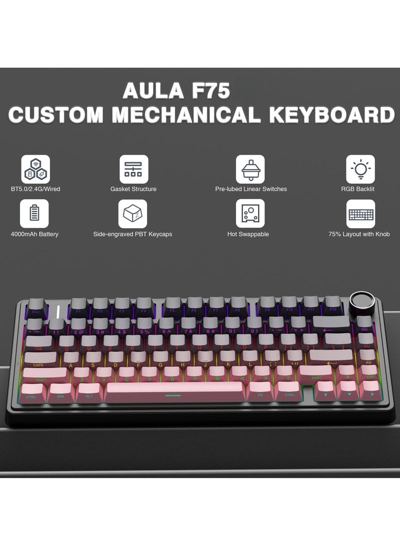 AULA F75 Wireless Mechanical Keyboard Switches RGB Backlit Gaming Keyboard  - Image 4
