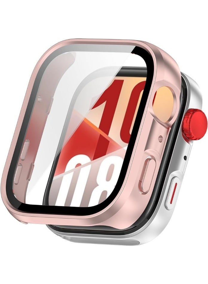 Compatible withProtective Case for Huawei Watch Fit 4 Pro Case, Hard PC Case Covers with Glass Screen Protector, Anti-Scratch Anti-Dust Protection Case for Huawei Watch Fit 4 Pro (Pink) - Image 1