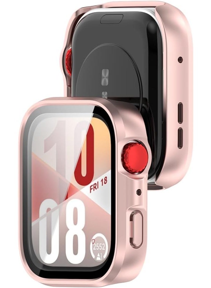 Compatible withProtective Case for Huawei Watch Fit 4 Pro Case, Hard PC Case Covers with Glass Screen Protector, Anti-Scratch Anti-Dust Protection Case for Huawei Watch Fit 4 Pro (Pink) - Image 3