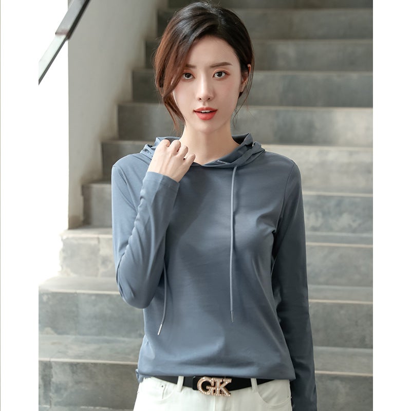 2024 Silk Cotton Hoodie T-Shirt Womens Spring Thin Fashion Top fruit green - Image 3
