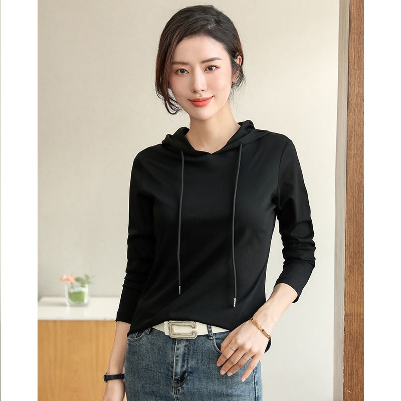 2024 Silk Cotton Hoodie T-Shirt Womens Spring Thin Fashion Top fruit green - Image 2