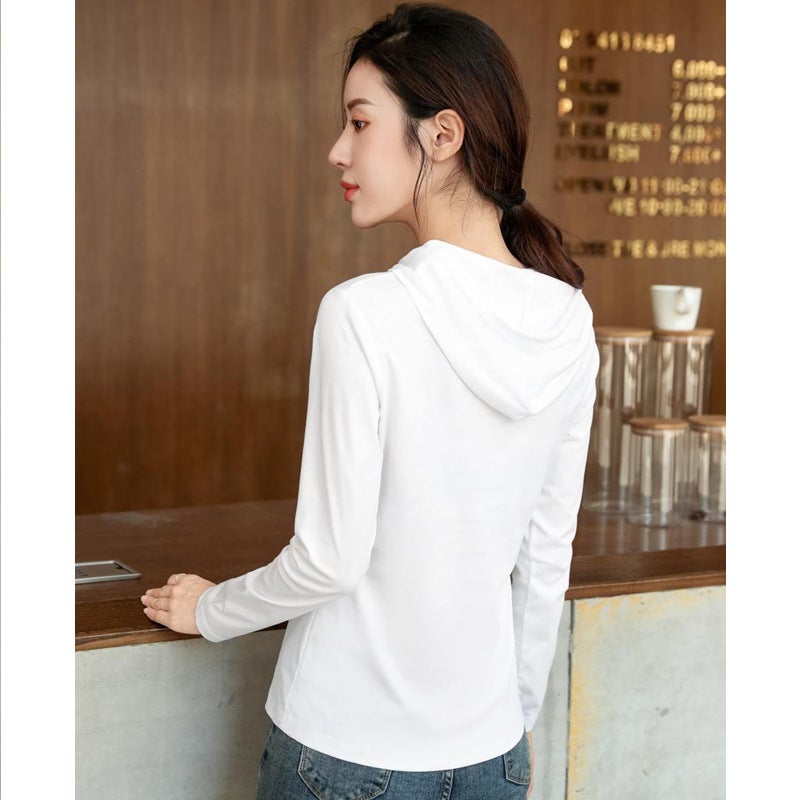 2024 Silk Cotton Hoodie T-Shirt Womens Spring Thin Fashion Top fruit green - Image 4