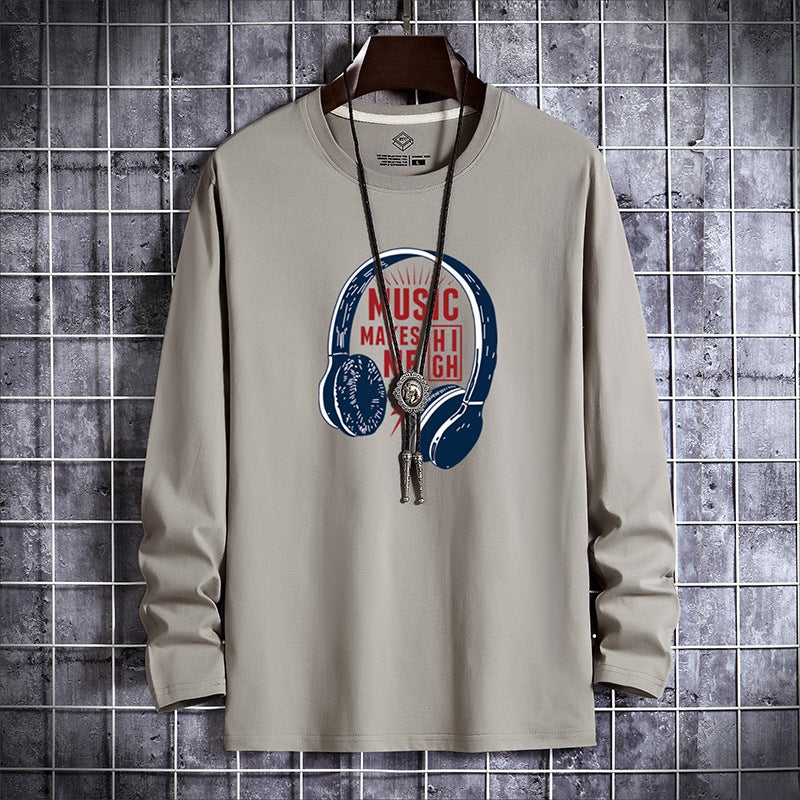 Men'S Long-Sleeved T-Shirt Teenagers Printed Large Size Base Shirt Men'S Round Neck Slim Fit T-Shirt Trendy Long-Sleeved Top Clothes - Image 1