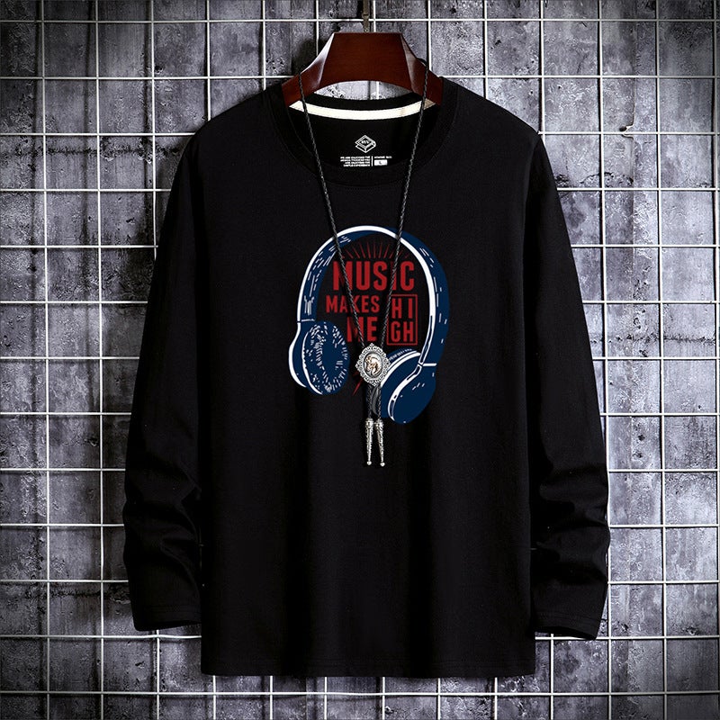 Men'S Long-Sleeved T-Shirt Teenagers Printed Large Size Base Shirt Men'S Round Neck Slim Fit T-Shirt Trendy Long-Sleeved Top Clothes - Image 2