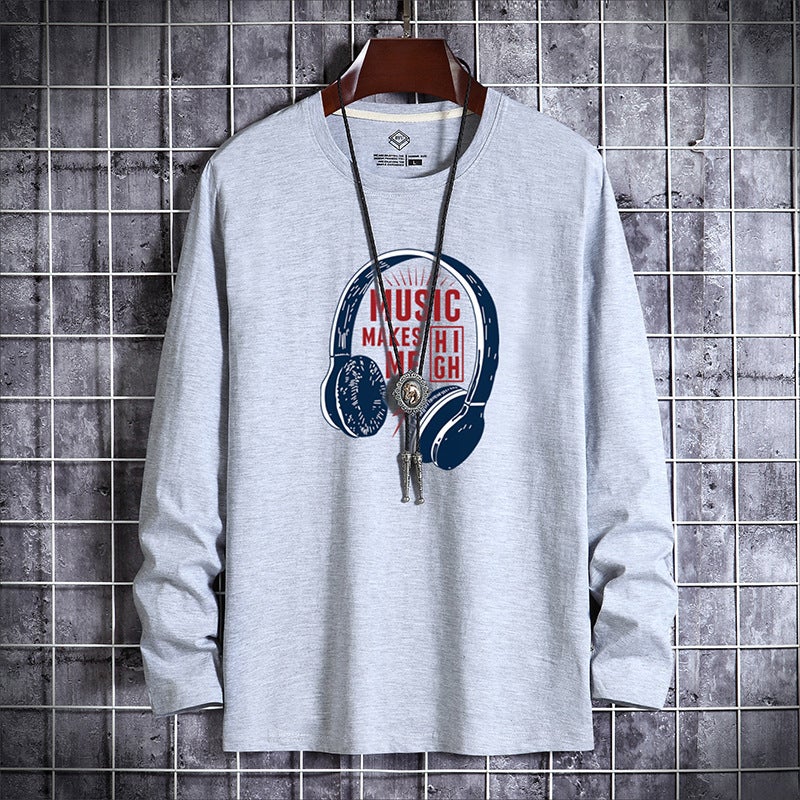 Men'S Long-Sleeved T-Shirt Teenagers Printed Large Size Base Shirt Men'S Round Neck Slim Fit T-Shirt Trendy Long-Sleeved Top Clothes - Image 4