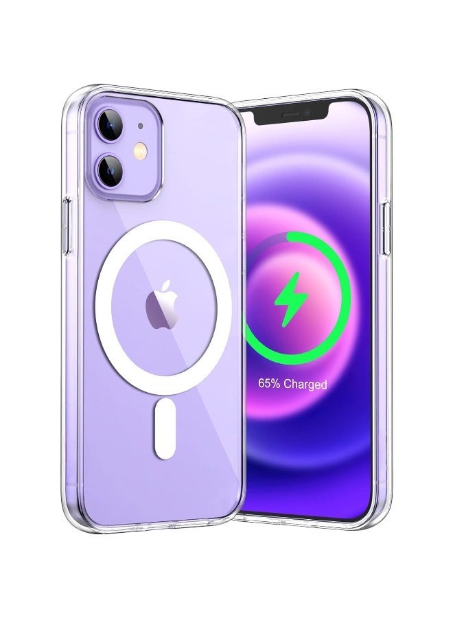 حافظة مغناطيسية لهاتف iPhone 12/12 Pro، مقاس 6.1 بوصة، متوافقة مع الشحن اللاسلكي MagSafe، غطاء ممتص للصدمات مضاد للخدش (شفاف)، TPU - PC - Image 1