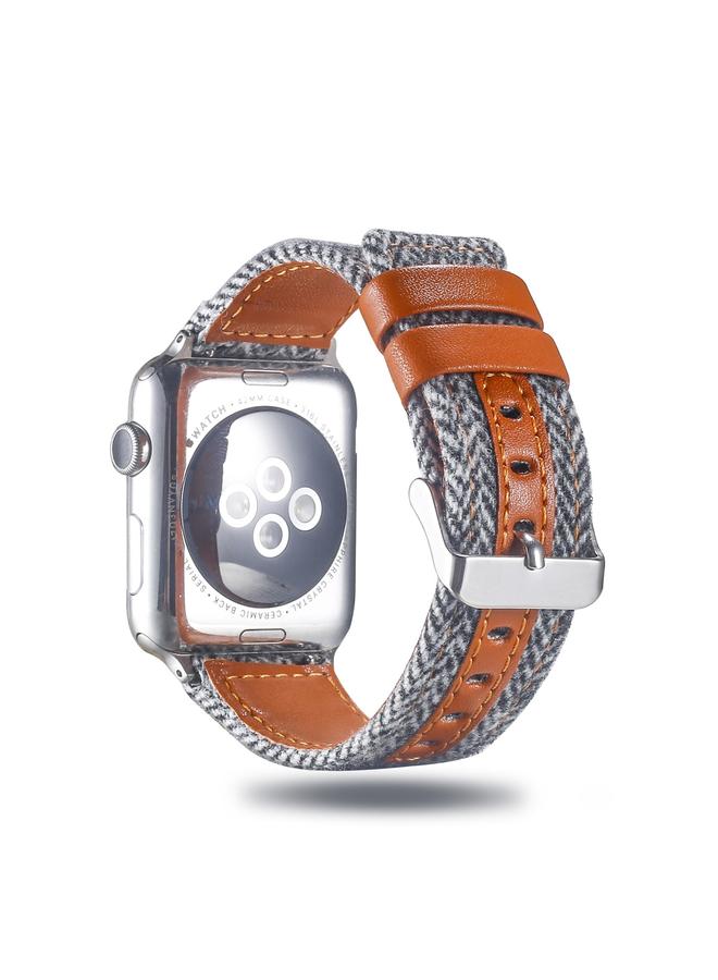 erorex Cloth+ Top-grain Leather Wrist Watch Band for Apple Watch Ultra 49mm&Watch Ultra 2 49mm / Series 10 46mm / 9&8&7 45mm / SE 3&SE 2&6&SE&5&4 44mm / 3&2&1 42mm - Image 4