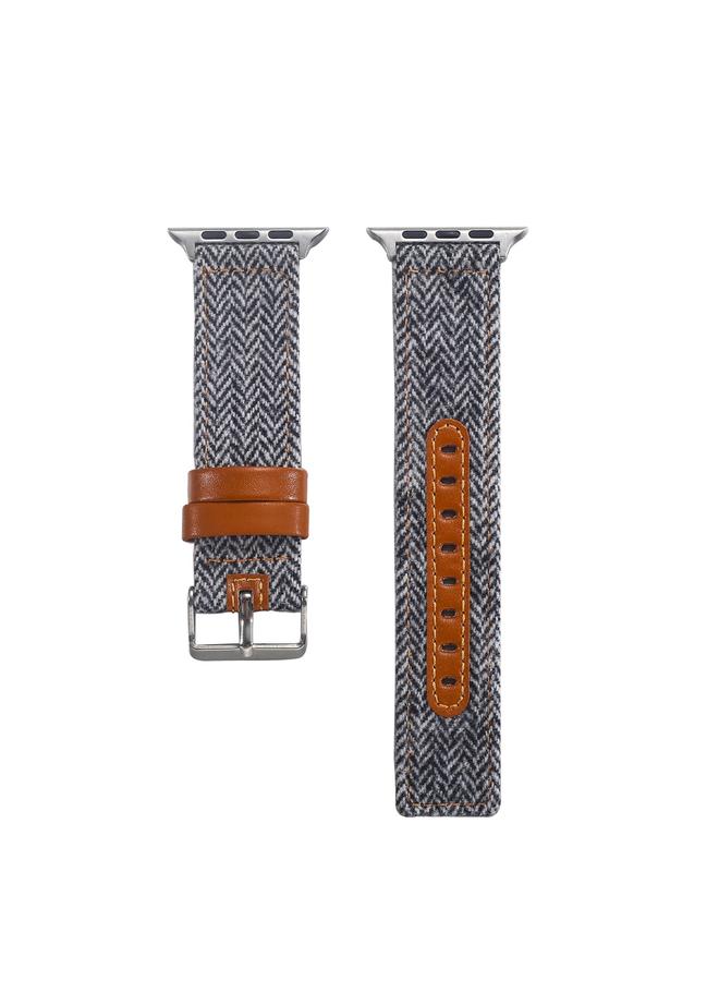 erorex Cloth+ Top-grain Leather Wrist Watch Band for Apple Watch Ultra 49mm&Watch Ultra 2 49mm / Series 10 46mm / 9&8&7 45mm / SE 3&SE 2&6&SE&5&4 44mm / 3&2&1 42mm - Image 5