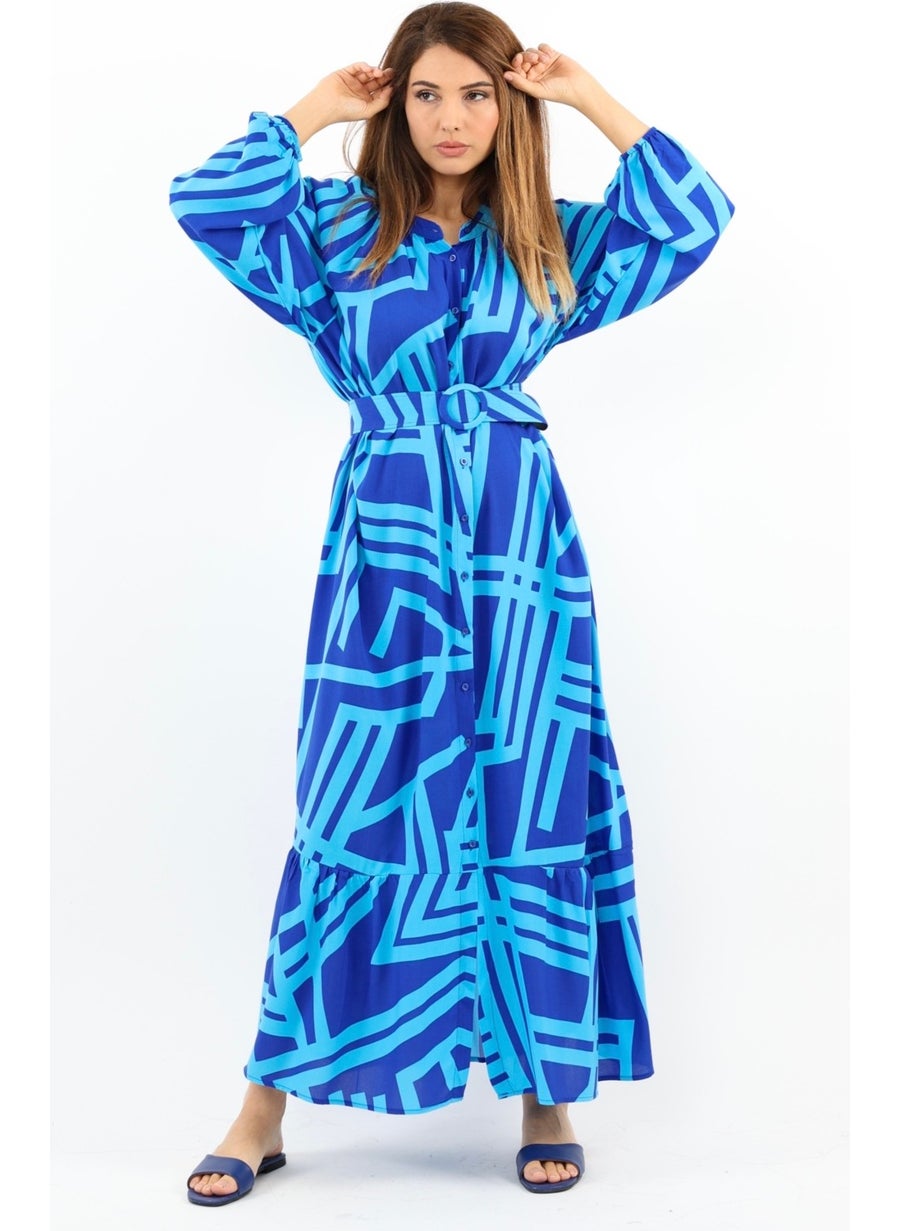 Ritnice - Prive Women's Turn Turquoise Belted 100% Viscose Summer Dress - Image 1