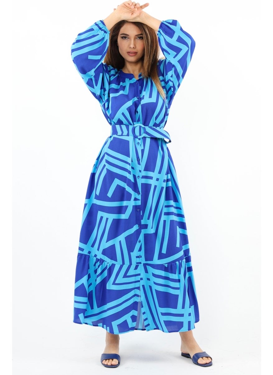 Ritnice - Prive Women's Turn Turquoise Belted 100% Viscose Summer Dress - Image 1