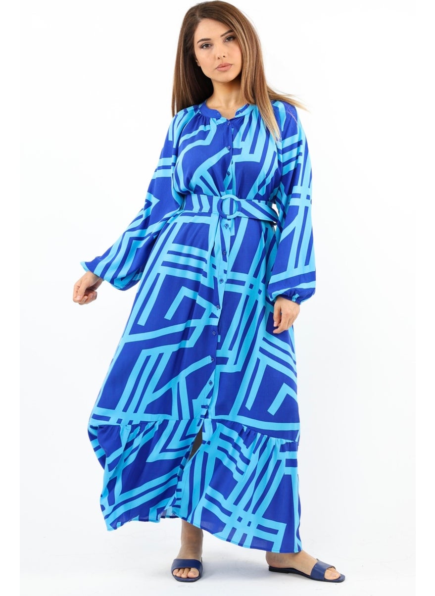 Ritnice - Prive Women's Turn Turquoise Belted 100% Viscose Summer Dress - Image 1