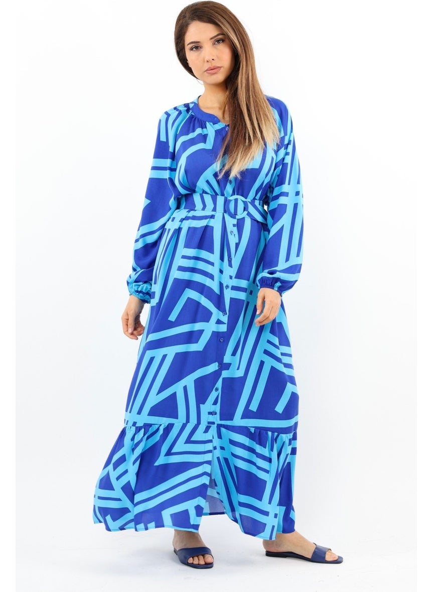 Ritnice - Prive Women's Turn Turquoise Belted 100% Viscose Summer Dress - Image 1