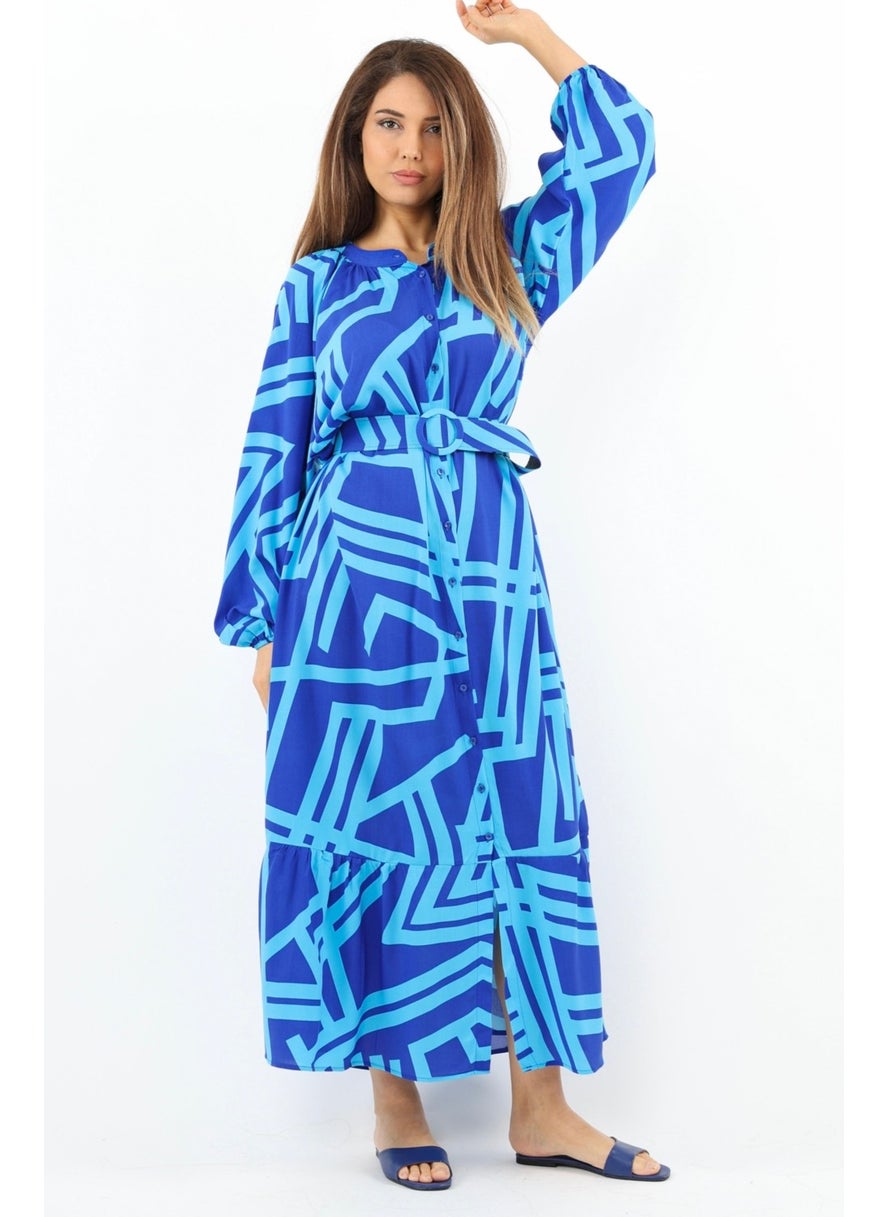 Ritnice - Prive Women's Turn Turquoise Belted 100% Viscose Summer Dress - Image 1