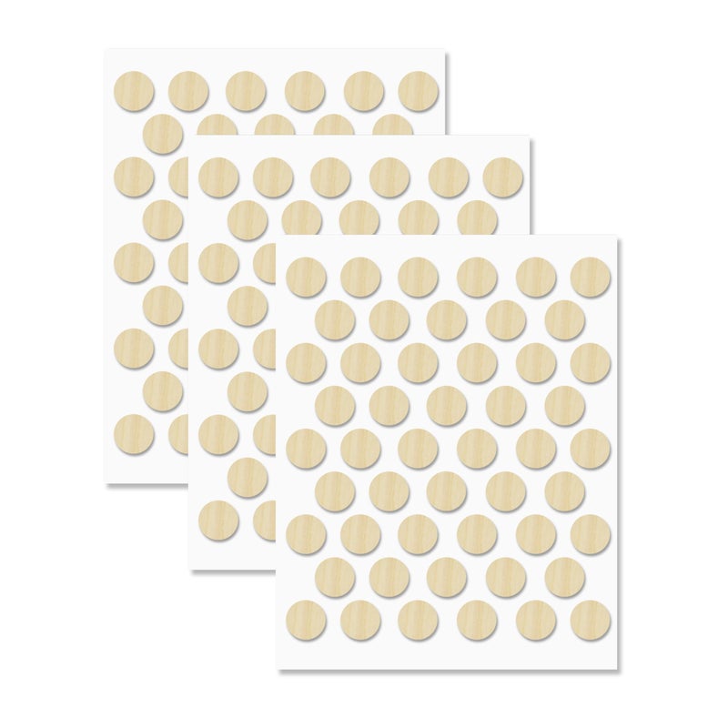 UNMAR Maple Self-Adhesive Screw Hole Stickers - 150 Pcs. 0.55 Inch / 14 Mm Peel Stick Dust Proof Tape, Water Resistance Pvc Caps For Wood Cabinets, Furniture, Drawer, Wardrobe, Kitchen, Table - Image 1