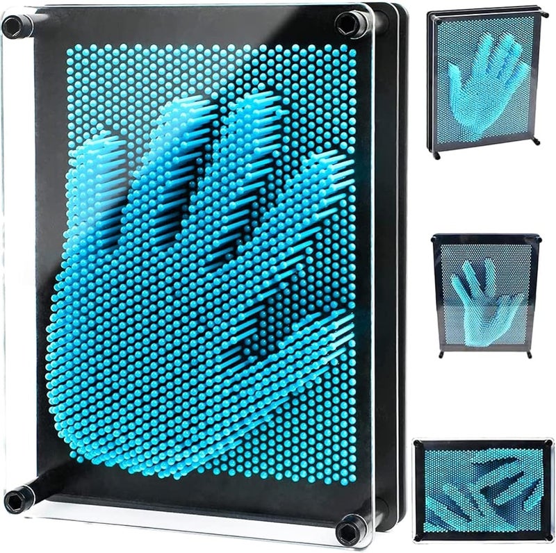 Pin Art Toy, 3D Pin Art Impression Toy Blue Pin Art 3d Pin Sculpture for Adults Children Home Office Decoration