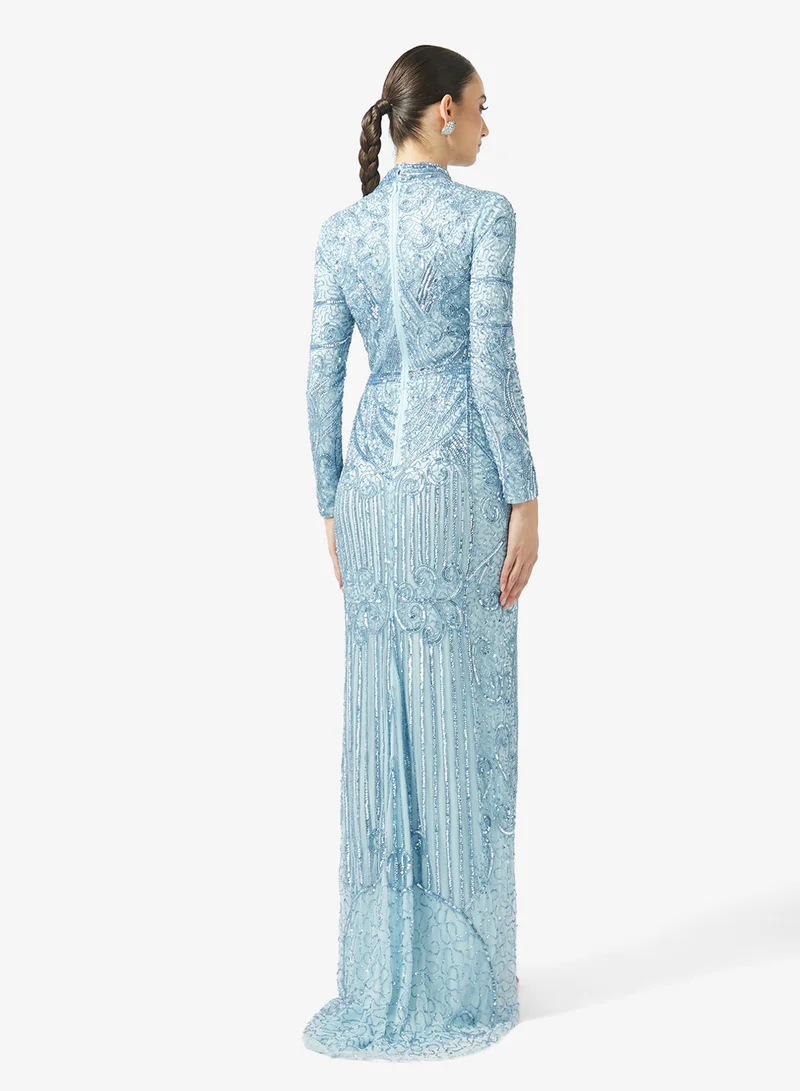 MARYISA Boat Neck  Sequin Maxi Dress