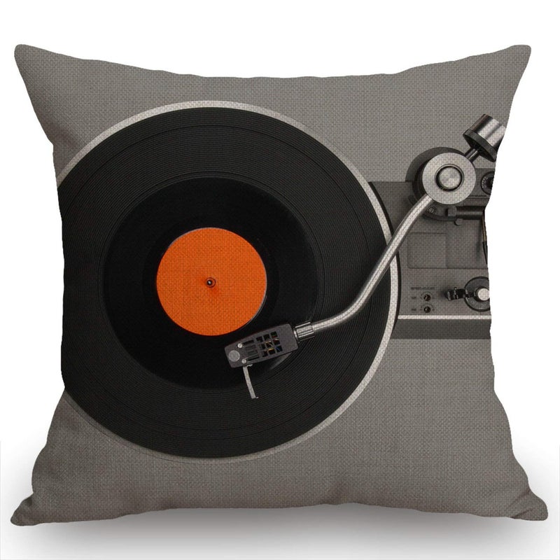 Swono Retro Vintage Vinyl Record Cotton Linen Square Throw Waist Pillow Case Decorative Cushion Cover Pillowcase Sofa 18x 18