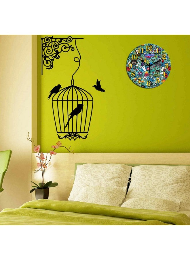 KARTIK™ Unique Cartoons Printed Designer Round Wooden Wall Clock Without Glass for Your Home/Living Room/Bedroom/Kitchen and Office (Multicolor, 11X11 inches) - Image 2