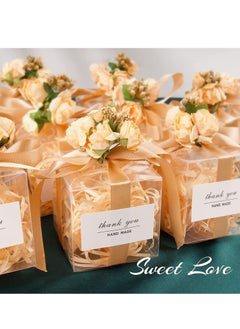 SYOSI Wedding Favour Boxes Transparent Cube Gift with Decorations for Candy Sweets Bridal Birthday Party Favours 10Pcs 6x6x6cm Gentle Warmth Romantic  - Image 2