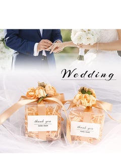 SYOSI Wedding Favour Boxes Transparent Cube Gift with Decorations for Candy Sweets Bridal Birthday Party Favours 10Pcs 6x6x6cm Gentle Warmth Romantic  - Image 4