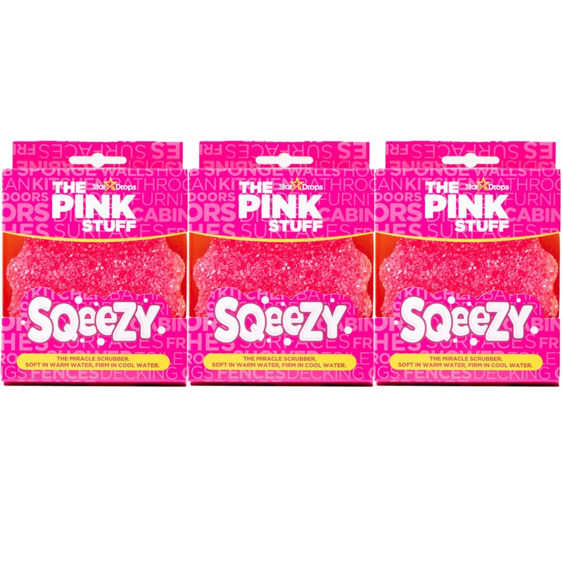 ستاردروبز ذا بينك ستاف SQeeZY ميراكل سكرابر إسفنجة خالية من الخدوش لحل التنظيف المنزلي المثالي مثالية للمطابخ والحمامات والاستخدام الخارجي 3 عبوات