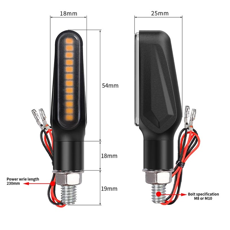 BlyilyB Motorcycle Blinkers Indicator Sequential Turn Signal Amber LED Lamp (Pack of 2) - Image 3