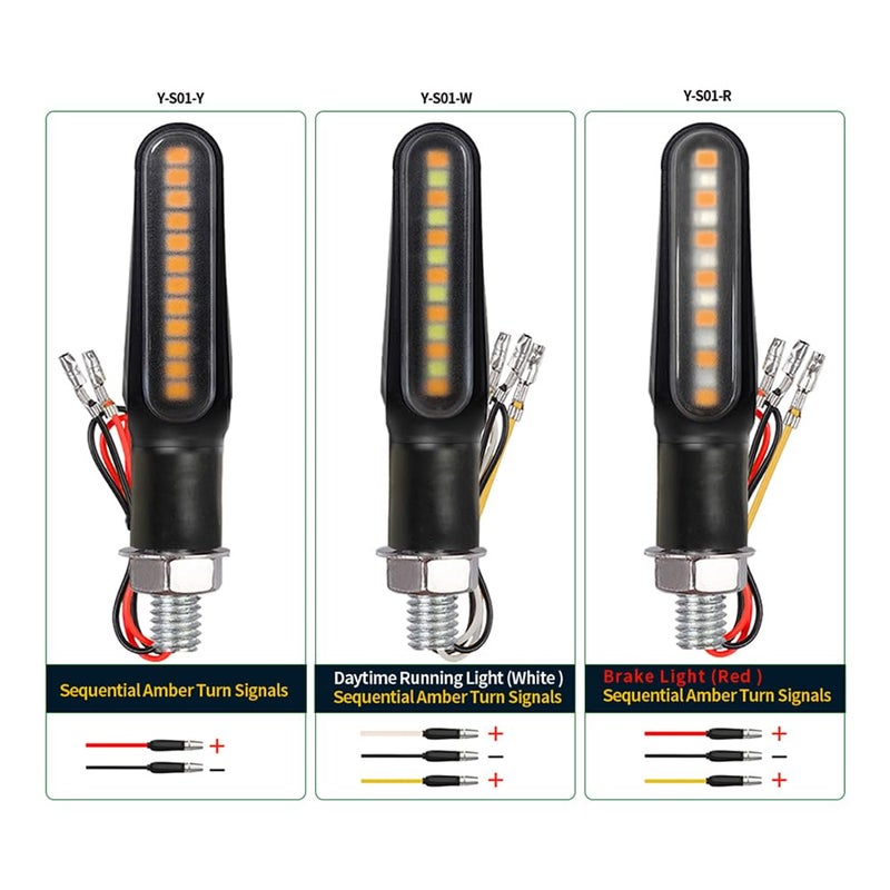 BlyilyB Motorcycle Blinkers Indicator Sequential Turn Signal Amber LED Lamp (Pack of 2) - Image 4