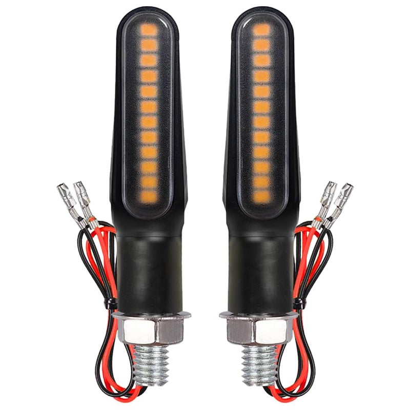 BlyilyB Motorcycle Blinkers Indicator Sequential Turn Signal Amber LED Lamp (Pack of 2) - Image 1