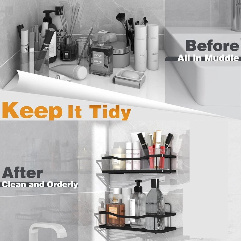 Clay Plus Pack of 1 Wall Mounted Self-Adhesive Bathroom Shelf/Kitchen Rack & Holder/Soap Holder/Storage Organizer Rack - Bathroom Accessories (Material- Metal Powder Coated Finish) - Image 5