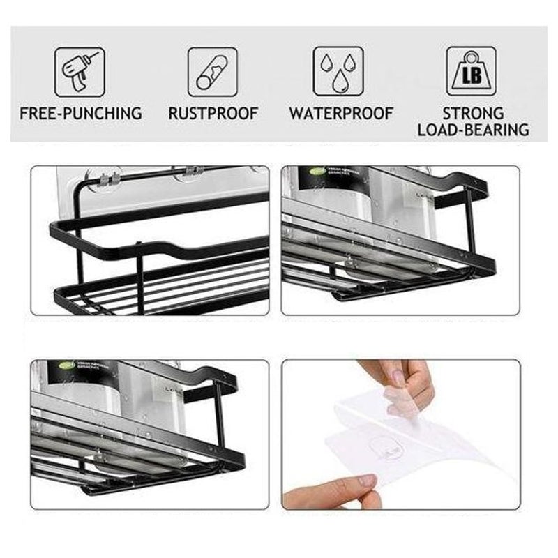 Clay Plus Pack of 1 Wall Mounted Self-Adhesive Bathroom Shelf/Kitchen Rack & Holder/Soap Holder/Storage Organizer Rack - Bathroom Accessories (Material- Metal Powder Coated Finish) - Image 3