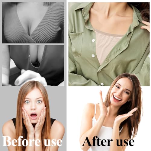 MAYCREATE® 3Pcs Clip On Camisole for Women,Deep Neck Cover Up Inner Wear for Women Combo,Cleavage Cover Innerwear Without Lace Stretchy Bra Modesty Inserts Low-Cut Tops or Dresses Beige - Image 3
