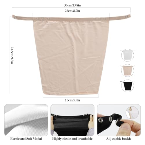 MAYCREATE® 3Pcs Clip On Camisole for Women,Deep Neck Cover Up Inner Wear for Women Combo,Cleavage Cover Innerwear Without Lace Stretchy Bra Modesty Inserts Low-Cut Tops or Dresses Beige - Image 2