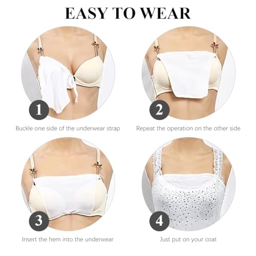 MAYCREATE® 3Pcs Clip On Camisole for Women,Deep Neck Cover Up Inner Wear for Women Combo,Cleavage Cover Innerwear Without Lace Stretchy Bra Modesty Inserts Low-Cut Tops or Dresses Beige - Image 5