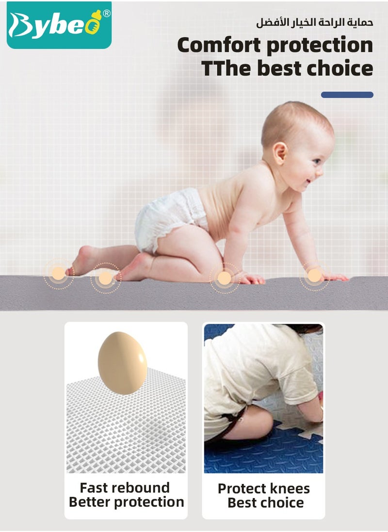 Bybeo 9PCS Baby Play Mat, Composable Babies Playing Pen Tummy Time Playmat & Crawling Mats, Upgraded Thickened Floor Soft EVA Mat for Infants, Babies,Toddlers, Indoor Outdoor Use,  60*60cm, 25mm  - Image 4
