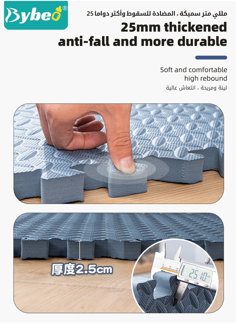 Bybeo 9PCS Baby Play Mat, Composable Babies Playing Pen Tummy Time Playmat & Crawling Mats, Upgraded Thickened Floor Soft EVA Mat for Infants, Babies,Toddlers, Indoor Outdoor Use,  60*60cm, 25mm  - Image 3