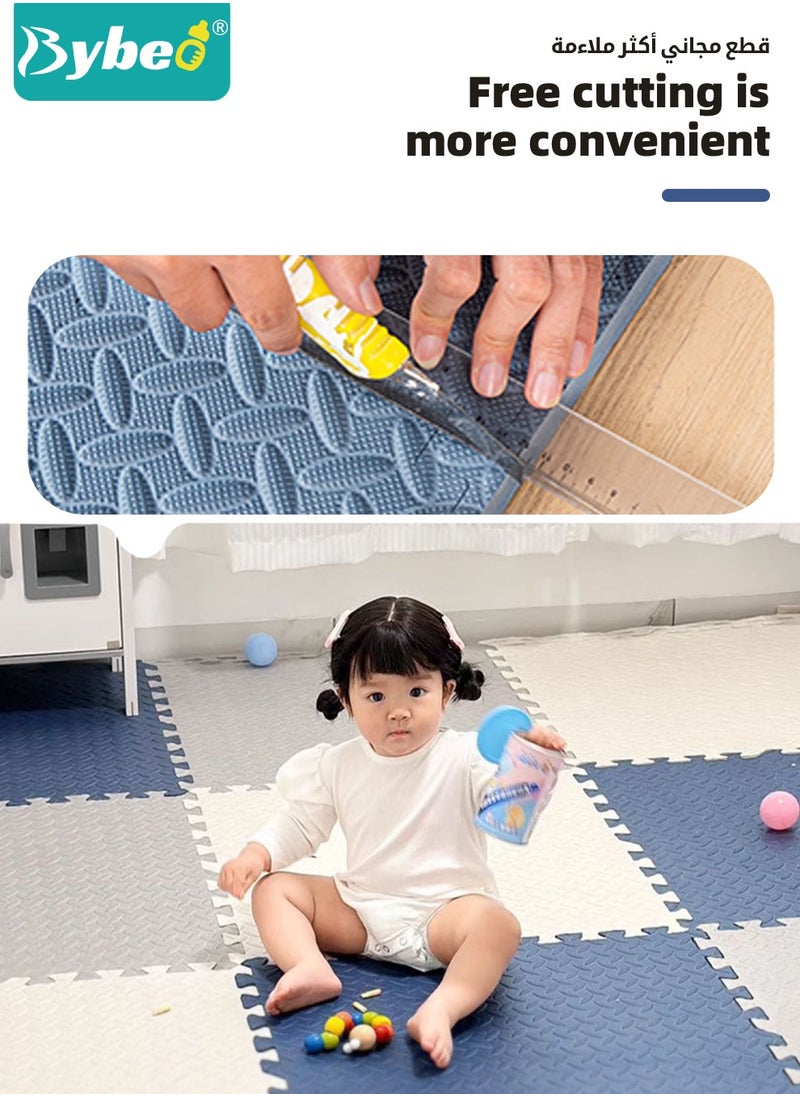 Bybeo 9PCS Baby Play Mat, Composable Babies Playing Pen Tummy Time Playmat & Crawling Mats, Upgraded Thickened Floor Soft EVA Mat for Infants, Babies,Toddlers, Indoor Outdoor Use,  60*60cm, 25mm  - Image 5