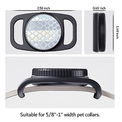 PZOZ Waterproof Case Dog Collar Holder (2 Pack) for Apple AirTag, PVC Reflector Cover & Silicone Pet Collar Case Anti-Lost Air Tag Cover Holder for Cat Dog GPS Tracker (Reflective Black) - Image 2