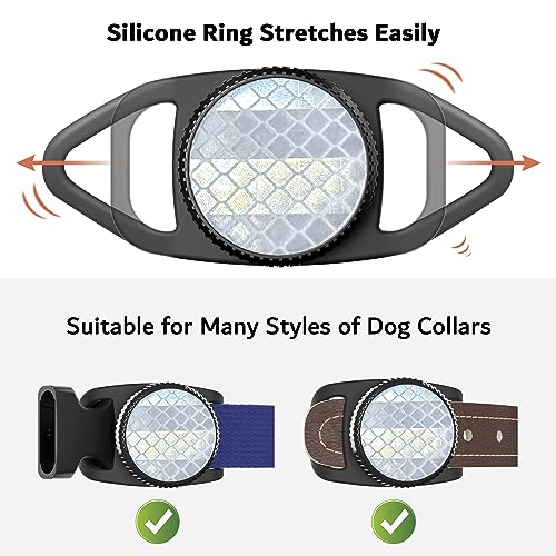 PZOZ Waterproof Case Dog Collar Holder (2 Pack) for Apple AirTag, PVC Reflector Cover & Silicone Pet Collar Case Anti-Lost Air Tag Cover Holder for Cat Dog GPS Tracker (Reflective Black) - Image 3