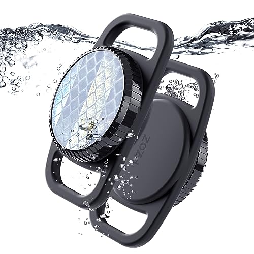 PZOZ Waterproof Case Dog Collar Holder (2 Pack) for Apple AirTag, PVC Reflector Cover & Silicone Pet Collar Case Anti-Lost Air Tag Cover Holder for Cat Dog GPS Tracker (Reflective Black) - Image 1