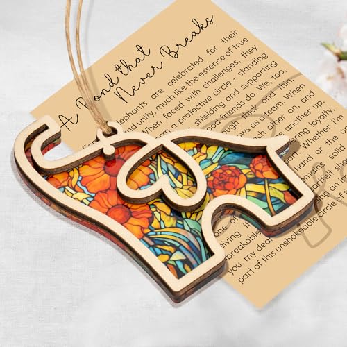 Sensemory Best Friend Birthday Gifts for Women, Friendship Elephant Ornament with Story Card, Friendship Gifts for Women, Birthday Presents for Best Friends Sisters Special Bond Decor, Suncatcher (Yellow) - Image 3