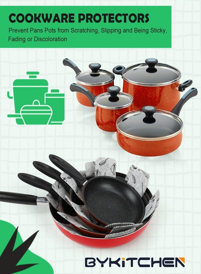 BYKITCHEN واقيات أواني الطبخ من BYKITCHEN، مجموعة من 9 قطع و3 أحجام، فواصل وأدراج من اللباد لتوفير المساحة، واقيات أواني للتكديس وحماية أدوات الطبخ الخاصة بك - Image 4