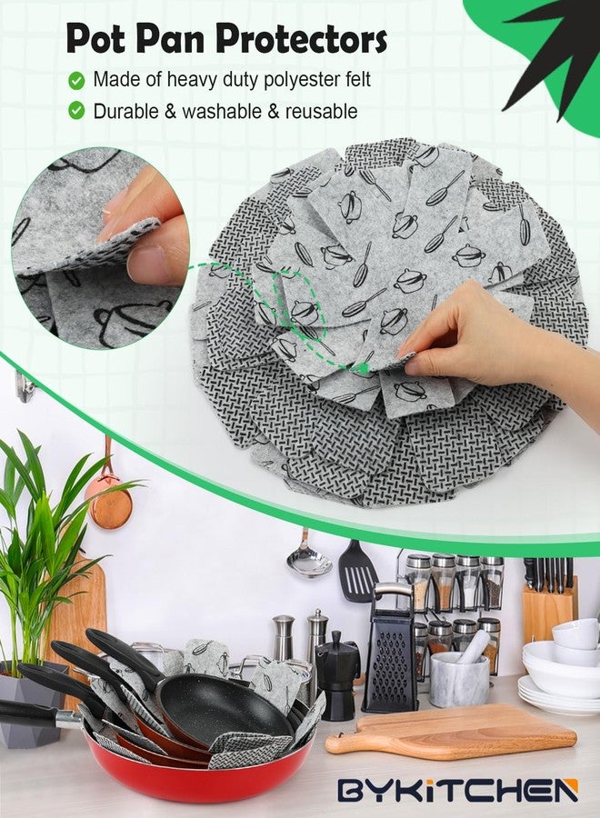 BYKITCHEN واقيات أواني الطبخ من BYKITCHEN، مجموعة من 9 قطع و3 أحجام، فواصل وأدراج من اللباد لتوفير المساحة، واقيات أواني للتكديس وحماية أدوات الطبخ الخاصة بك - Image 5