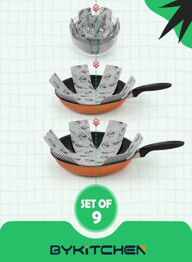 BYKITCHEN واقيات أواني الطبخ من BYKITCHEN، مجموعة من 9 قطع و3 أحجام، فواصل وأدراج من اللباد لتوفير المساحة، واقيات أواني للتكديس وحماية أدوات الطبخ الخاصة بك - Image 2