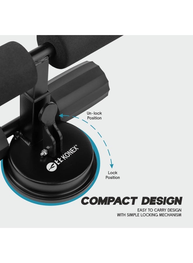 كونيكس قضيب تمارين البطن مع كوب شفط للاستخدام المنزلي | معدات تمارين البطن المحمولة لشد العضلات وحرق دهون البطن | ارتفاع قابل للتعديل | مصنوع من الفولاذ المقاوم للصدأ | مثالي للرجال والنساء، سهل التثبيت على الأرض - Image 2
