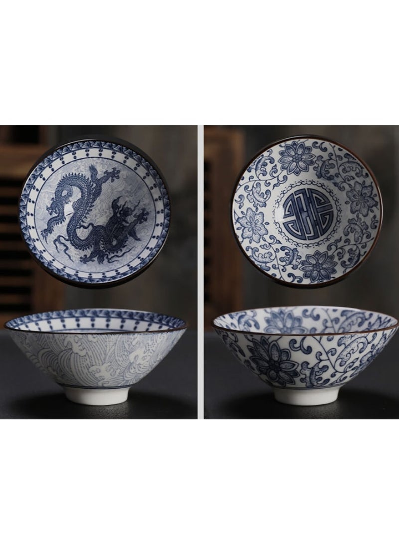 Jingke Tea cup host cup tea cup tea cup Kung Fu tea set tea cup blue and white hat cup 6 pieces - Image 5