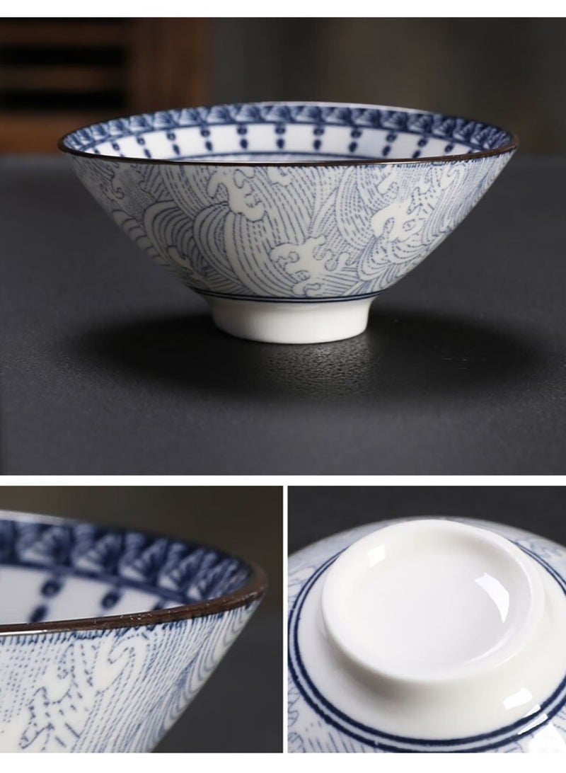 Jingke Tea cup host cup tea cup tea cup Kung Fu tea set tea cup blue and white hat cup 6 pieces - Image 4