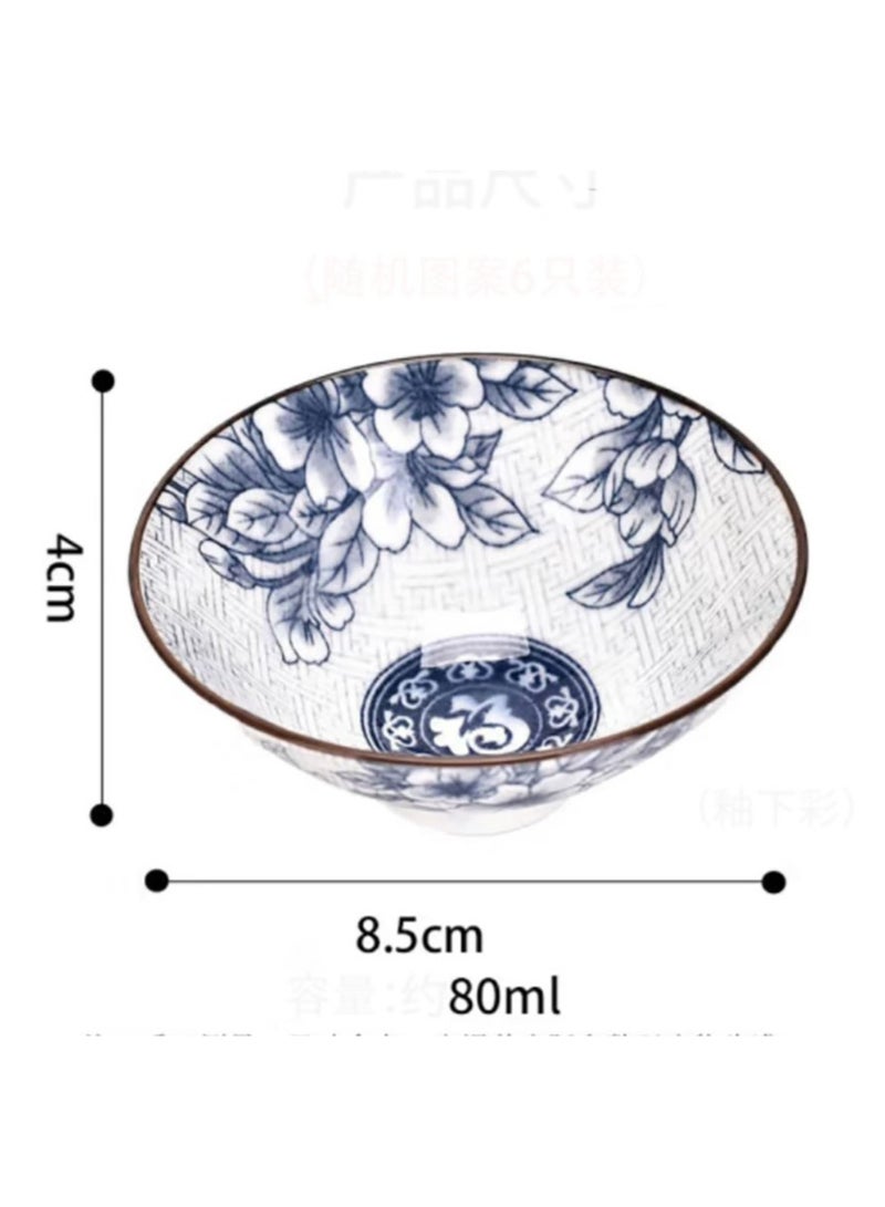 Jingke Tea cup host cup tea cup tea cup Kung Fu tea set tea cup blue and white hat cup 6 pieces - Image 3